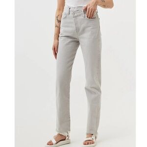 Sz 25 AGOLDE Criss Cross Straight Leg High Rise Jeans in Grey